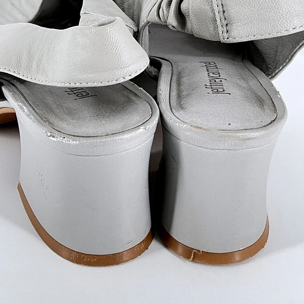 Jeffrey Campbell Size 6.5 Gray Leather Slingback Extendo‎ Platform Heels Sandals